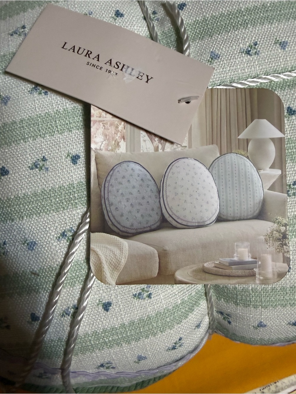 Laura Ashley 3 pc. Egg shaped pillow set, multicolored